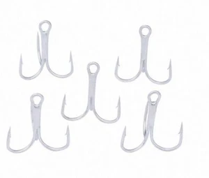 100pcs White Fishing Hook Antirust Treble Hooks Fishhook Tackle Select size - Picture 1 of 19