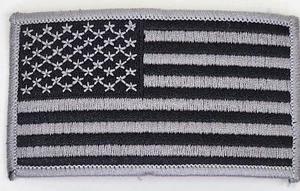 USA American Flag Embroidered Iron On Patch - Subdued Grey - Picture 1 of 2