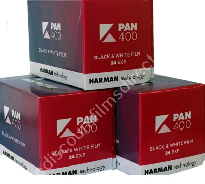 3 x Kentmere  Pan (BY ILFORD) 400 35mm 24exp B&W CAMERA FILM - Image 1 of 3