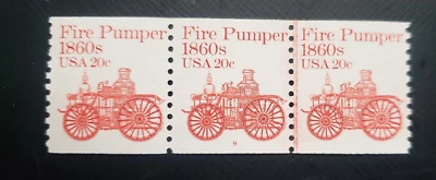 US STAMPS #1908 20c FIREPUMPER Coil LINE   PNC 3  #9,  1981 SUPERB  MNH - Image 1 of 3