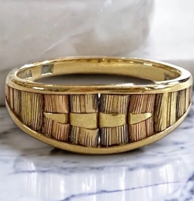 Vintage Estate Italian 14K Tri Color Gold Ring Size 7 Spectacular! - Image 1 of 4