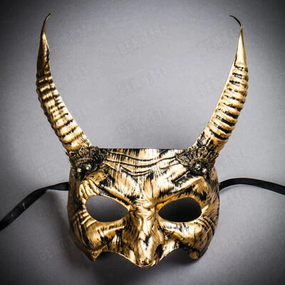 GOLD Horn Devil Horn Evil Demon Animal Women Halooween Mystical Party Eye Mask - Image 1 of 4