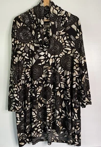 The Clothing Company Top Woman Plus Size L Black Brown Tone L/S Cowl Neck Tunic - Picture 1 of 17
