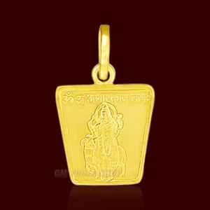 Mangal / Mars Yantra Locket / Pendant Copper Gold Polished Business Luck Pendant - Picture 1 of 2