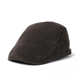 Men's Solid Color Cotton Ivy Flat Peaked Cap Trucker Gatsby Newsboy Duckbill Hat - Picture 1 of 8