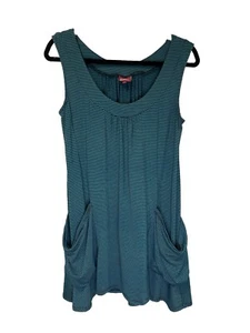 Salaam Top Women Small Teal Striped Tunic Pockets Travel Vacation Athleisure - Picture 1 of 5