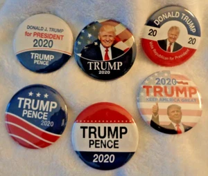 Brand NewTrump 2020 set of 6 Red, White, & Blue Campaign Buttons - Picture 1 of 1