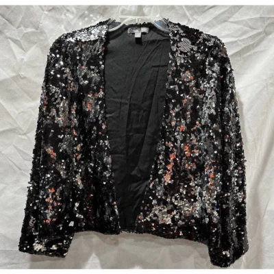 Tinley Road 黑银亮片短夹克 - L 码 — 第 1/4 张图片