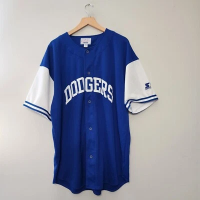 Camiseta De Colección Dodgers Starter Para Hombres 2XL Azul Blanco Abotonada Años 90 En Blanco Los Ángeles Foto 1 de 4