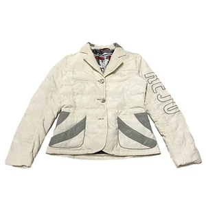 Kejo Damen Revers Pufferjacke | Vintage Designer Daunen gepolsterter Mantel weiß Vintage - Bild 1 von 7
