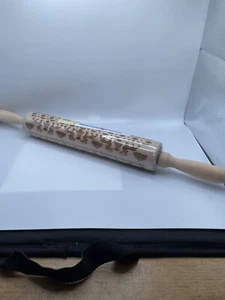 Christmas Pattern Wooden Rolling Pin Environmental Health Natural Raw Wood - Picture 1 of 3