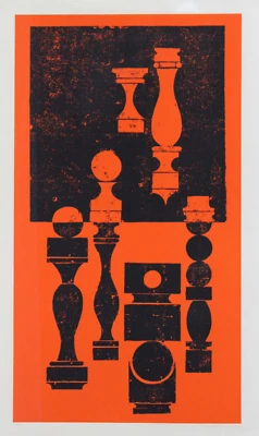 HANS HOFFACKER  abstraktes "Schachspiel" 87 x 56 cm , Holzschnitt, Lithografie - Bild 1 von 2