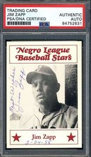 Jim Zapp PSA DNA Signed 1986 Fritsch Negro League Stars Autograph