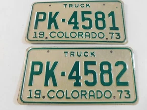 Colorado Farm Truck 1973 matrículas 2 EA números consecutivos PK-4581-PK-4582 - Imagen 1 de 5