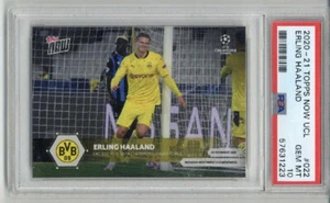 2020-21 TOPPS NOW FASTEST TO 15 UCL GOALS #022 ERLING HAALAND PSA 10 LOW POP - Picture 1 of 2