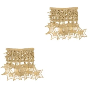 2 Pieces Dress Lace Accessories Embroidery Trim Star Moon Ribbon - Picture 1 of 12