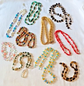 Vtg Fashion Jewelry Necklaces Green/Brown Stone, Glass, Gold Mesh, Red, Pastels - Picture 1 of 11