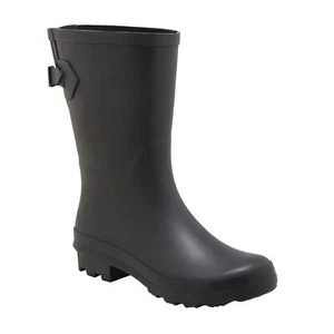 a New Day Womens Vicki Mid Calf Rain Boots 53855422 Matte Black 6M - Picture 1 of 9