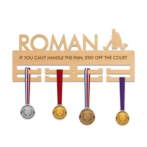 Personalised Wooden Basketball Medal Hanger Trophy Display Rack Wall Holder - Picture 1 of 5