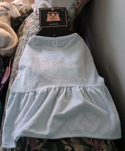 Brand New JUICY COUTURE VELOUR DOG DRESS PUPPY Medium/Largelight Blue Jewel - Picture 1 of 5