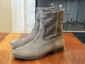 Frye Cara Short Boots Women's 8 B Wood Gray Suede Leather Slouch Pull On Ankle - Picture 1 of 12