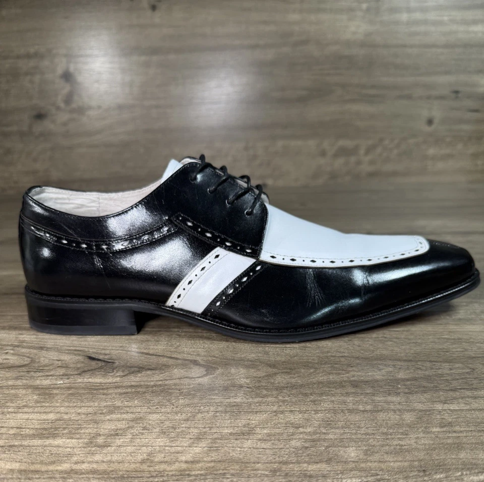 Giovanni Moda Vestido Hecho a Mano Cuero Puntera Cuadrada Zapatos (Negro/Blanco/Talla 13) Foto 1 de 4