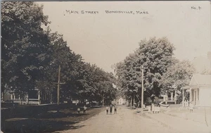 Main Street Bondsville Massachusetts MA Dirt Road 1914 Fletcher RPPC Postcard - Picture 1 of 3