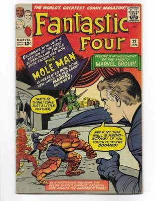 Fantastic Four 22 1964 Marvel Comics VG+ 4.5 Mole Man Thing Mr. Fantastic - Image 1 of 2