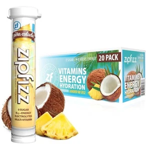 New Zipfizz Pina Colada 20 Tubes Energy Hydration B12 Drink Mix - Picture 1 of 11