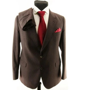 Traje de lana a medida de invierno pesado a rayas marrón Tiger of Sweden para hombre talla 46 - Imagen 1 de 13
