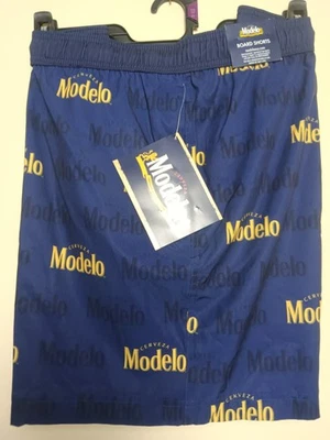 Cerveza Modelo Board Shorts Mens Swim Trunks 2XL 44-46 Drawstring Dark Blue/Gold - Image 1 of 2