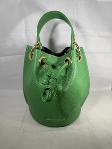 Mini Bolso Cubo Anna Paola Italiano Cuero Verde Hecho en Italia Usado - Imagen 1 de 4