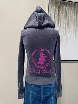 Vintage Y2K Juicy Couture Grey Velour Scottie Dog Zip-up Hoodie Jacket Size S - Image 1 of 4