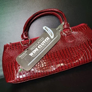 Primeware Borsa termica isolata per vino pochette foderata con cavatappi - Red Croc Design - Foto 1 di 7