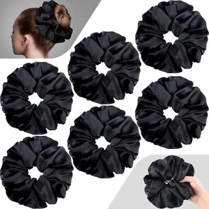 6 Pieces Oversized Satin Hair Scrunchies 7.2 Inch Elastic Silk Hair Bands Lar... - Picture 1 of 7