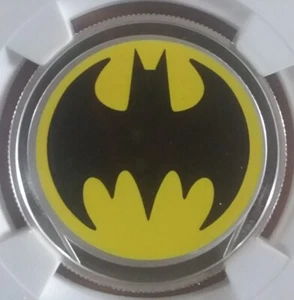 RARE 2019 Batman Bat Signal Glow n The Dark Silver Barbados .999 Silver OZ NGC70 - Picture 1 of 6