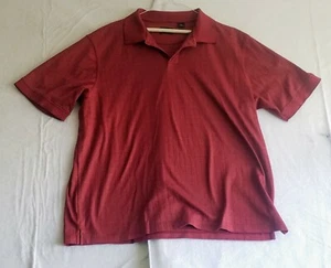 Men Haggar Performance Short Sleeve Polo Sz XXL Cranberry/Red Square Pattern - Picture 1 of 2
