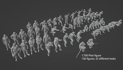 1:700, 1:350, 1:200 Pilot figure, Figuren, 52 looks, aircraft carrier, 2025 1 - Bild 1 von 4