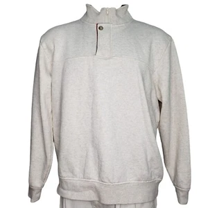 Orvis 1/4 Zip Snap Pullover Mens Large Beige Cotton Blend Sweatshirt - Picture 1 of 6