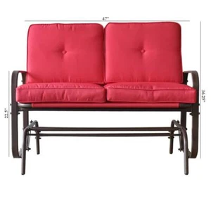Unbranded Patio Chairs 36.35" x 47" 2Person Steel Outdoor Loveseat Glider Brown - Picture 1 of 9