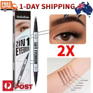 2/3/4 Waterproof Eyebrow Pencil Eye Brow Eyeliner Pen Brush Makeup Cosmetic Tool - Picture 1 of 14