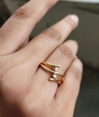 Handmade 14K Solid Gold Diamond Engagement Ring Band Dainty Ring For Women. - Image 1 of 4