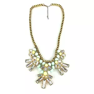 Chunky Statement Necklace Large Crystal Pastel Multicolor Beads Fan Bib - Picture 1 of 13