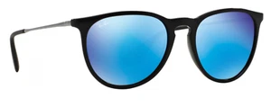 Women’s Ray-Ban Erika Sunglasses Black frame Blue mirror lens (601/55) 54mm NEW - Picture 1 of 14
