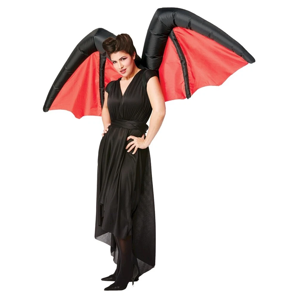 Set De Disfraz De Diablo Rojo Con Alas, Cuernos, Horca Y Falda De Tul – 7 Piezas Para Mujer – Halloween Y Carnaval