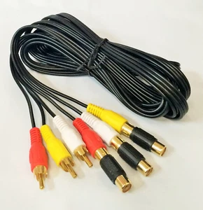 Cable de extensión de audio y video macho a 3 RCA hembra (12 pies) - Imagen 1 de 1