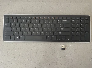 Dell KM714 KM713 Wireless Keyboard with Dongle Black Tested Working - Picture 1 of 14