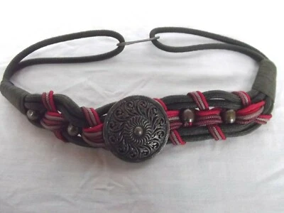 Пояс Medallion Obi S тканевая оплетка плетеная проводная средневековая красная grn 2,5 дюйма КАК НОВАЯ  - Изображение 1 из 4