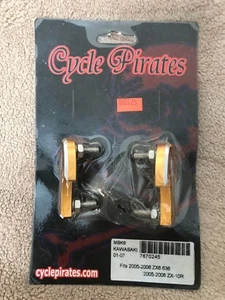KAWASAKI CYCLE PIRATES MIRROR BLOCK OFF GOLD - Picture 1 of 3