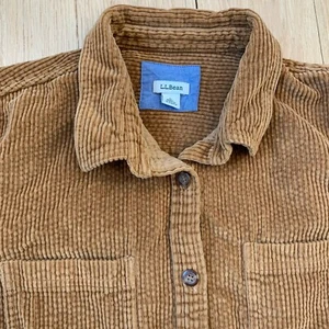 LL Bean Corduroy Shirt Shacket Womens L Wide Wale Light Brown COTTON Button up - Picture 1 of 10